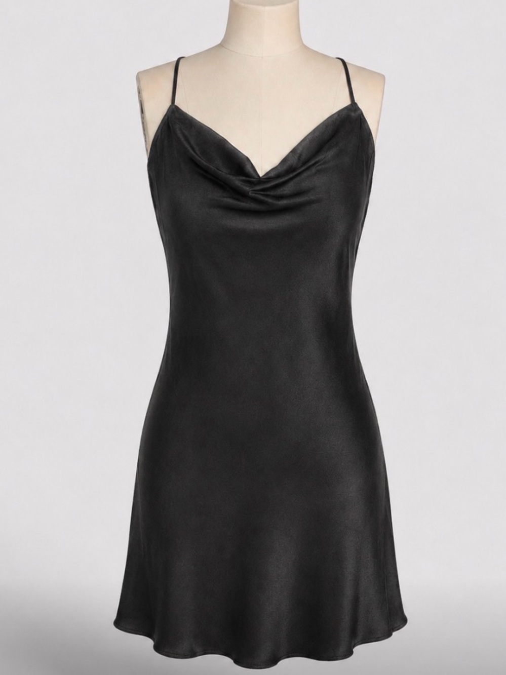 Victoria Secret 100% Silk Slip Dress Open Back S Y2K Vintage Black
